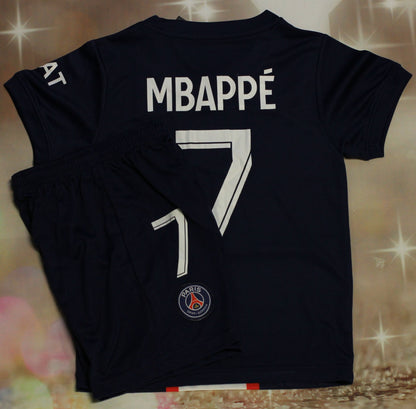 Paris Saint-Germain Stadium kit 2023/24 Little kids with Mbappe 7 Printing And Shoots